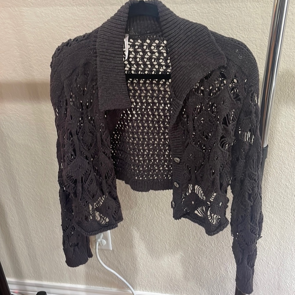 Free people cropped cardigan size large.
